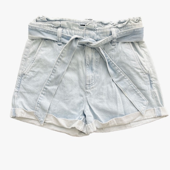 Express Pants - Express Blue High Waist Denim Shorts with Tie Belt